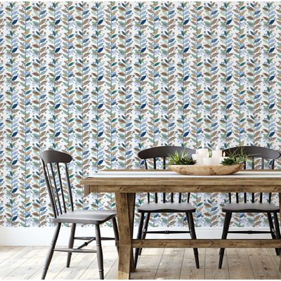 Papel de Parede Autoadesivo Estampa de Folhas Verdes Removível Vinil DIY, Papel Contato para Entrada, Decoração Fácil - S4sassy 63,5 cm (L) × 609,6 cm (C) / Verde - Vinil Texturizado