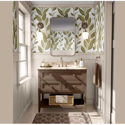 Papel de Parede Vinílico Autoadesivo Folha Vertical Verde, Aspecto Natural, Revestimento Decorativo, Fácil DIY para Quarto e Sala - S4Sassy 63,5 cm (L) × 304,8 cm (C) / Verde - Vinil Texturizado