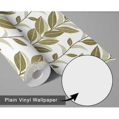 Papel de Parede Vinílico Autoadesivo Folha Vertical Verde, Aspecto Natural, Revestimento Decorativo, Fácil DIY para Quarto e Sala - S4Sassy 63,5 cm (L) × 304,8 cm (C) / Verde - Vinil Texturizado