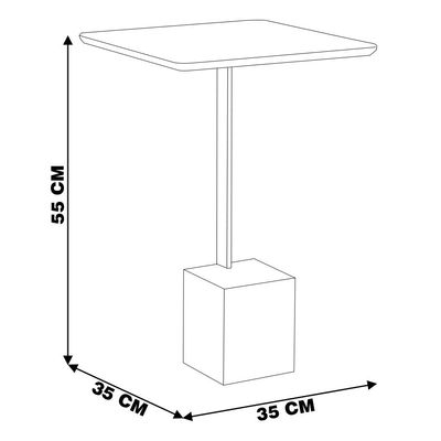 Mesa Lateral Decorativa Para Sala de Estar Goagil 35x35 Tampo e Base Preto Metal Dourado - Gran Belo