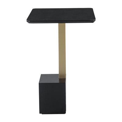Mesa Lateral Decorativa Para Sala de Estar Goagil 35x35 Tampo e Base Preto Metal Dourado - Gran Belo