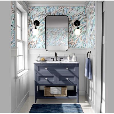 Papel de Parede Palmeira Multicolorido, Tropical Azul, Vinil Autoadesivo, Envoltório Decorativo, DIY Fácil para Quarto e Sala - S4Sassy 63,5 cm (L) × 304,8 cm (C) / Azul - Vinil Texturizado