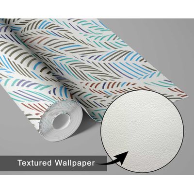 Papel de Parede Palmeira Multicolorido, Tropical Azul, Vinil Autoadesivo, Envoltório Decorativo, DIY Fácil para Quarto e Sala - S4Sassy 63,5 cm (L) × 304,8 cm (C) / Azul - Vinil Texturizado