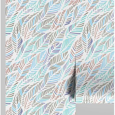 Papel de Parede Palmeira Multicolorido, Tropical Azul, Vinil Autoadesivo, Envoltório Decorativo, DIY Fácil para Quarto e Sala - S4Sassy 63,5 cm (L) × 304,8 cm (C) / Azul - Vinil Texturizado