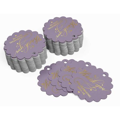Etiqueta para Garrafa de Aniversário 'Obrigado por Celebrar Comigo' Metalizada para Lembrancinha para Pendurar - Inkdotpot 50 Etiquetas Metalizadas / Roxo - Ouro Rosé
