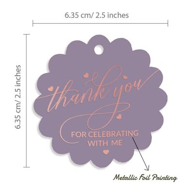 Etiqueta para Garrafa de Aniversário 'Obrigado por Celebrar Comigo' Metalizada para Lembrancinha para Pendurar - Inkdotpot 50 Etiquetas Metalizadas / Roxo - Ouro Rosé