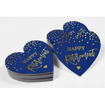 Etiqueta de Papel para Lembrancinha 'Feliz Aposentadoria' para Pendurar com Folha Metalizada - Inkdotpot 100 Etiquetas Metalizadas / Azul - Dourado