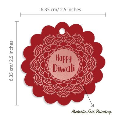 Etiquetas de Papel Happy Diwali para Lembrancinhas, Metalizadas para Artesanato e Pendurar - Inkdotpot 50 Etiquetas Metalizadas / Vermelho - Ouro Rosé