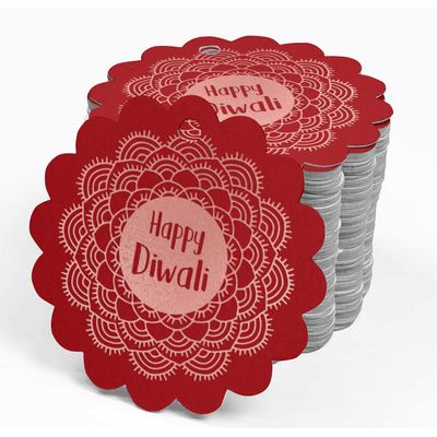 Etiquetas de Papel Happy Diwali para Lembrancinhas, Metalizadas para Artesanato e Pendurar - Inkdotpot 50 Etiquetas Metalizadas / Vermelho - Ouro Rosé