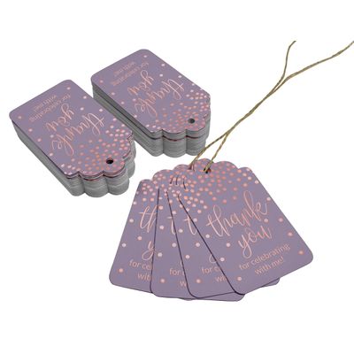 Etiquetas para Pendurar em Papel Metalizado 'Obrigado por Celebrar Comigo' para Lembrancinhas de Aniversário - Inkdotpot 100 Etiquetas Metalizadas / Roxo - Ouro Rosé