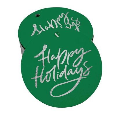 Etiquetas de Papel Metalizado Boas Festas para Lembrancinhas para Pendurar - Inkdotpot 100 Etiquetas Metalizadas / Verde - Prata