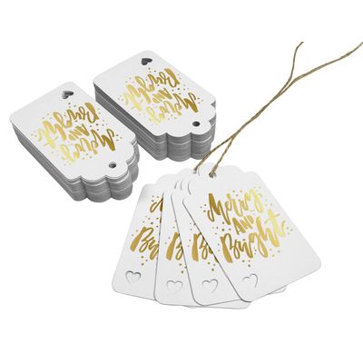 Etiquetas para Lembrancinhas de Natal "Merry and Bright" em Papel Metalizado para Pendurar - Inkdotpot 100 Etiquetas Metalizadas / Branco - Prata