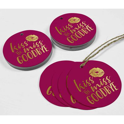 Etiquetas de Papel para Lembrancinhas com Foil "Dê Um Beijo de Despedida à Noiva" para Chá de Noiva - Inkdotpot 50 Etiquetas Metalizadas / Rosa - Dourado