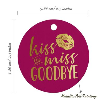 Etiquetas de Papel para Lembrancinhas com Foil "Dê Um Beijo de Despedida à Noiva" para Chá de Noiva - Inkdotpot 50 Etiquetas Metalizadas / Rosa - Dourado