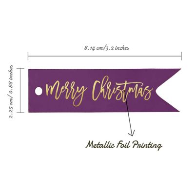 Etiquetas Pendentes de Papel Metalizado 'Feliz Natal' para Lembrancinhas - Inkdotpot 50 Etiquetas Metalizadas / Roxo - Prata