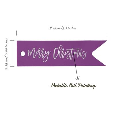 Etiquetas Pendentes de Papel Metalizado 'Feliz Natal' para Lembrancinhas - Inkdotpot 50 Etiquetas Metalizadas / Roxo - Prata
