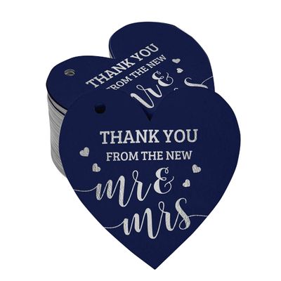 Etiqueta de Papel Metalizado para Pendurar 'Obrigado' - Novo Modelo para Lembrancinha de Casamento - Inkdotpot 50 Etiquetas Metalizadas / Azul - Prata