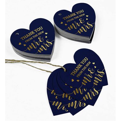Etiqueta de Papel Metalizado para Pendurar 'Obrigado' - Novo Modelo para Lembrancinha de Casamento - Inkdotpot 50 Etiquetas Metalizadas / Azul - Prata