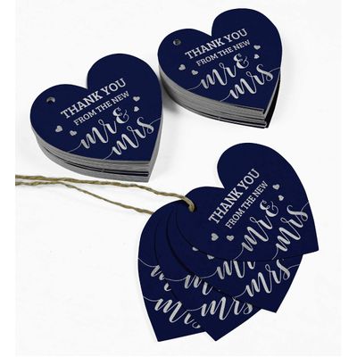 Etiqueta de Papel Metalizado para Pendurar 'Obrigado' - Novo Modelo para Lembrancinha de Casamento - Inkdotpot 50 Etiquetas Metalizadas / Azul - Prata