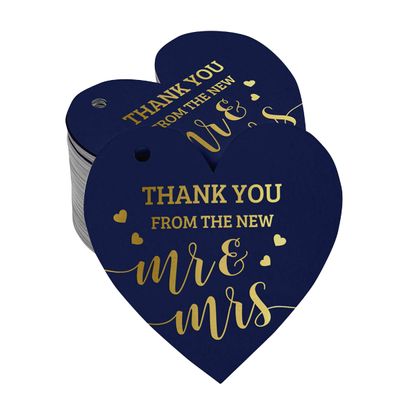 Etiqueta de Papel Metalizado para Pendurar 'Obrigado' - Novo Modelo para Lembrancinha de Casamento - Inkdotpot 50 Etiquetas Metalizadas / Azul - Prata