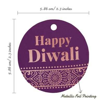 Etiqueta Pendurada de Papel Metalizado Feliz Diwali para Lembrancinha - Inkdotpot 50 Etiquetas Metalizadas / Roxo - Ouro Rosé