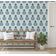 Papel de Parede Vinílico Autoadesivo Verde, Estampa de Botões Florais, Mural Estilo Asiático para Banheiro, Lavanderia e Closet - S4Sassy 63,5 cm (L) × 609,6 cm (C) / Verde - Vinil Liso