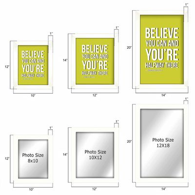 Quadro Motivacional 'Acredite Que Você Pode e Está na Metade do Caminho' Casa/Escritório 1 Unid. com Moldura Preta Verde - Inkdotpot 25,4 Cm × 30,48 Cm / Moldura Branca