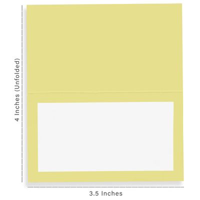 Pacote 24 Cartões Tenda Sólidos para Mesa, Casamento, Ação de Graças, Natal, Buffet, Cartões de Nome (Amarelo Claro) - Inkdotpot 10,16 Cm × 8,89 Cm / Amarelo