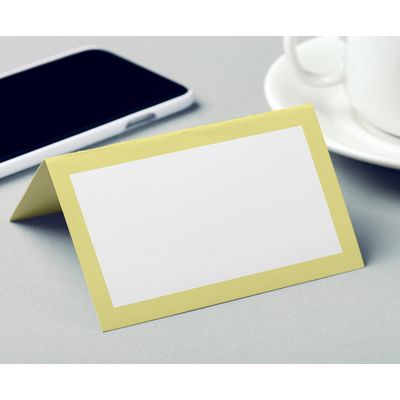 Pacote 24 Cartões Tenda Sólidos para Mesa, Casamento, Ação de Graças, Natal, Buffet, Cartões de Nome (Amarelo Claro) - Inkdotpot 10,16 Cm × 8,89 Cm / Amarelo