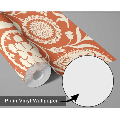Papel de Parede Autoadesivo Boho, Estampa Floral Paisley, Contato Vinílico Impermeável Rosa, Removível Ideal para Inquilinos - S4Sassy 63,5 cm (L) × 609,6 cm (C) / Rosa - Vinil Liso