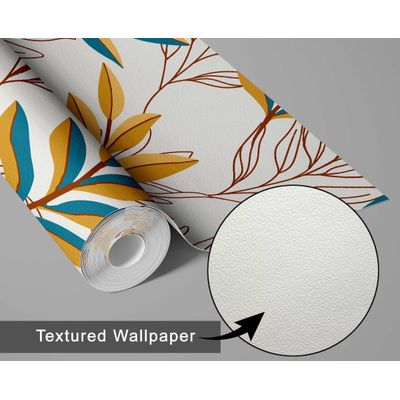 Papel de Parede Contorno de Folha Amarela - Botânico Moderno, Vinil Autoadesivo, Decoração DIY Fácil para Quarto e Sala - S4Sassy 63,5 cm (L) × 152,4 cm (C) / Amarelo - Vinil Texturizado