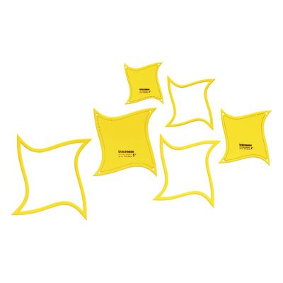 Conjunto com 3 Estênceis e Moldes para Acolchoamento, Patchwork e Costura DIY (7,6 cm, 10,2 cm e 12,7 cm) -MG - Traceease Amarelo