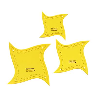 Conjunto com 3 Estênceis e Moldes para Acolchoamento, Patchwork e Costura DIY (7,6 cm, 10,2 cm e 12,7 cm) -MG - Traceease Amarelo