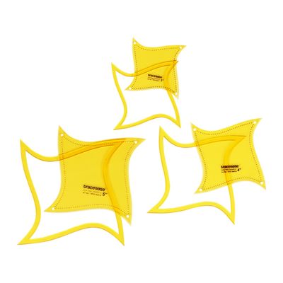 Conjunto com 3 Estênceis e Moldes para Acolchoamento, Patchwork e Costura DIY (7,6 cm, 10,2 cm e 12,7 cm) -MG - Traceease Amarelo