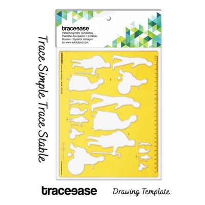 Estêncil de Contorno Geriátrico - Molde de Figuras Idosas com Poses em Escala para Esboço, Ilustração, Layout e Referência - Traceease Amarelo