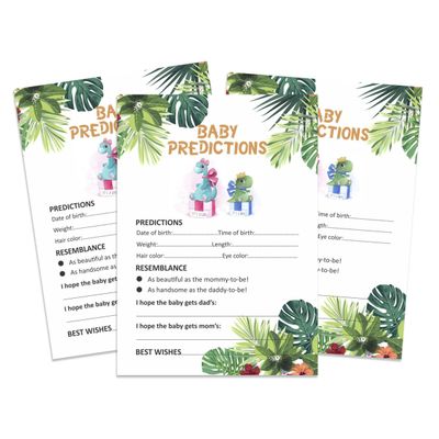 Pacote com 50 Cartões de Previsão para Chá de Bebê Menino/Menina, Coleção para Jogos, Atividades e Decoração, Tema Dinossauro - Inkdotpot 12,7 Cm × 17,78 Cm / Branco