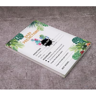 Pacote com 50 Cartões de Previsão para Chá de Bebê Menino/Menina, Coleção para Jogos, Atividades e Decoração, Tema Dinossauro - Inkdotpot 12,7 Cm × 17,78 Cm / Branco