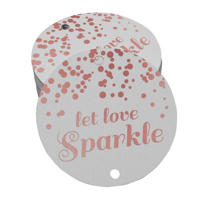 Let Love Sparkle Etiquetas Pendentes para Garrafas de Casamento Metalizadas para Lembrancinhas - Inkdotpot 100 Etiquetas Metalizadas / Branco - Ouro Rosé