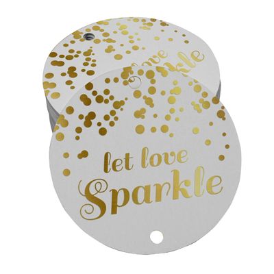 Let Love Sparkle Etiquetas Pendentes para Garrafas de Casamento Metalizadas para Lembrancinhas - Inkdotpot 100 Etiquetas Metalizadas / Branco - Ouro Rosé