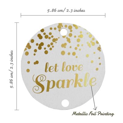 Let Love Sparkle Etiquetas Pendentes para Garrafas de Casamento Metalizadas para Lembrancinhas - Inkdotpot 100 Etiquetas Metalizadas / Branco - Ouro Rosé