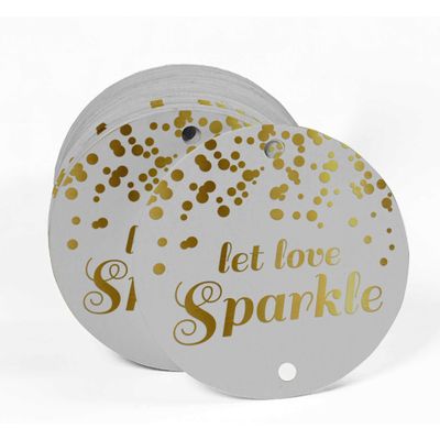 Let Love Sparkle Etiquetas Pendentes para Garrafas de Casamento Metalizadas para Lembrancinhas - Inkdotpot 100 Etiquetas Metalizadas / Branco - Ouro Rosé