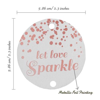 Let Love Sparkle Etiquetas Pendentes para Garrafas de Casamento Metalizadas para Lembrancinhas - Inkdotpot 100 Etiquetas Metalizadas / Branco - Ouro Rosé