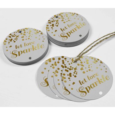 Let Love Sparkle Etiquetas Pendentes para Garrafas de Casamento Metalizadas para Lembrancinhas - Inkdotpot 100 Etiquetas Metalizadas / Branco - Ouro Rosé