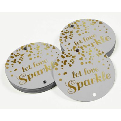 Let Love Sparkle Etiquetas Pendentes para Garrafas de Casamento Metalizadas para Lembrancinhas - Inkdotpot 100 Etiquetas Metalizadas / Branco - Ouro Rosé