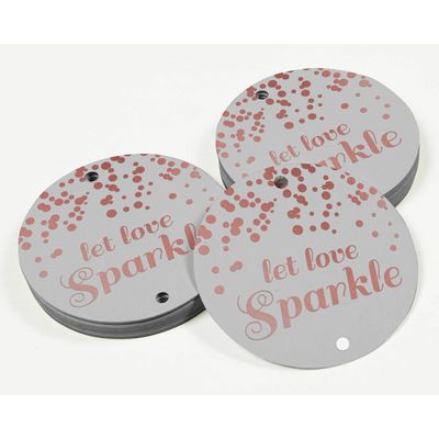 Let Love Sparkle Etiquetas Pendentes para Garrafas de Casamento Metalizadas para Lembrancinhas - Inkdotpot 100 Etiquetas Metalizadas / Branco - Ouro Rosé