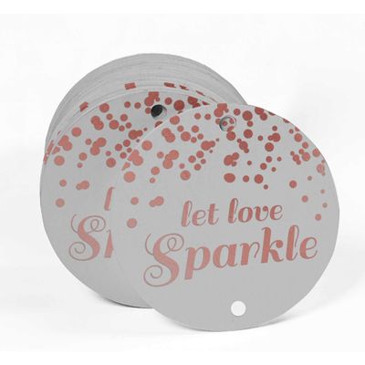 Let Love Sparkle Etiquetas Pendentes para Garrafas de Casamento Metalizadas para Lembrancinhas - Inkdotpot 100 Etiquetas Metalizadas / Branco - Ouro Rosé