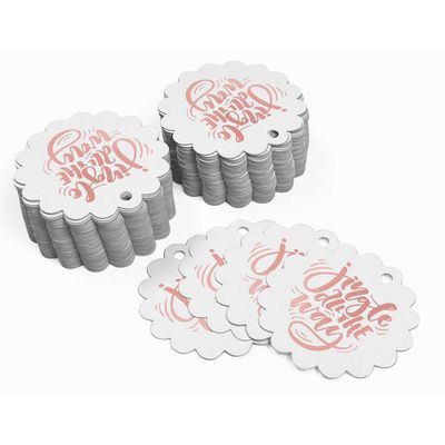 Etiquetas de Papel para Lembrancinhas de Natal 'Jingle All The Way' com Foil Metalizado para Pendurar - Inkdotpot 100 Etiquetas Metalizadas / Branco - Ouro Rosé