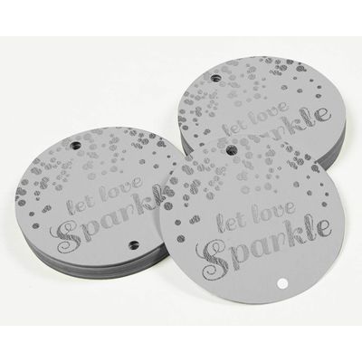 Let Love Sparkle Etiquetas Pendentes para Garrafas de Casamento Metalizadas para Lembrancinhas - Inkdotpot 100 Etiquetas Metalizadas / Branco - Prata