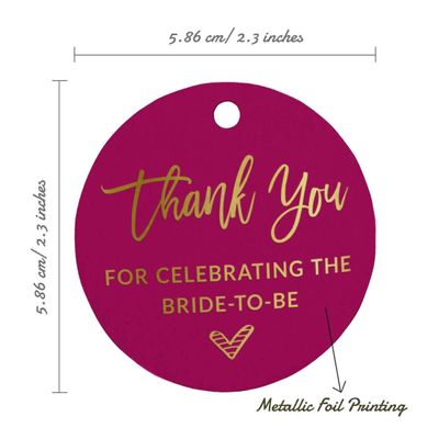 Tags de Papel para Lembrancinhas de Chá de Noiva 'Obrigada por Celebrar a Futura Noiva' com Acabamento Metalizado - Inkdotpot 50 Etiquetas Metalizadas / Rosa - Ouro Rosé