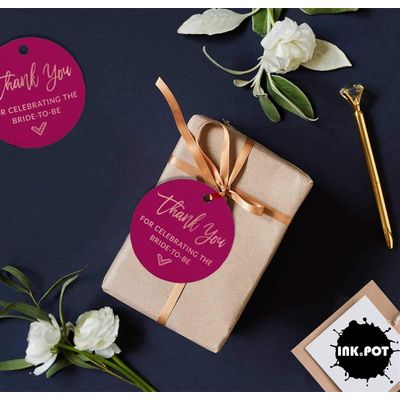 Tags de Papel para Lembrancinhas de Chá de Noiva 'Obrigada por Celebrar a Futura Noiva' com Acabamento Metalizado - Inkdotpot 50 Etiquetas Metalizadas / Rosa - Ouro Rosé